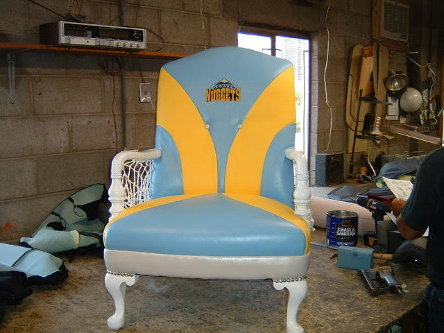 Brown chair after restoration - refreshed with new upholstery