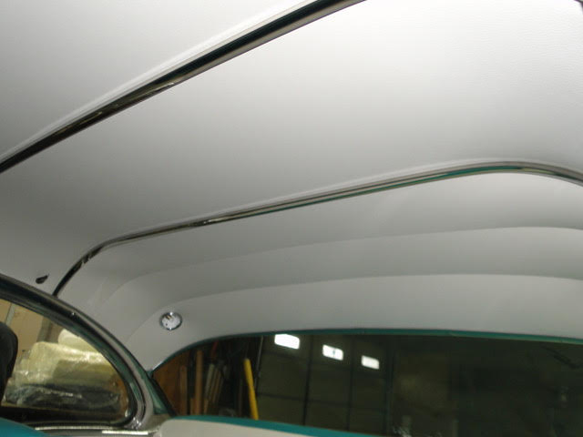 Blue car headliner ceiling upholstery