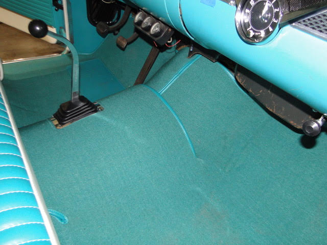 Blue car floor and carpet upholstery