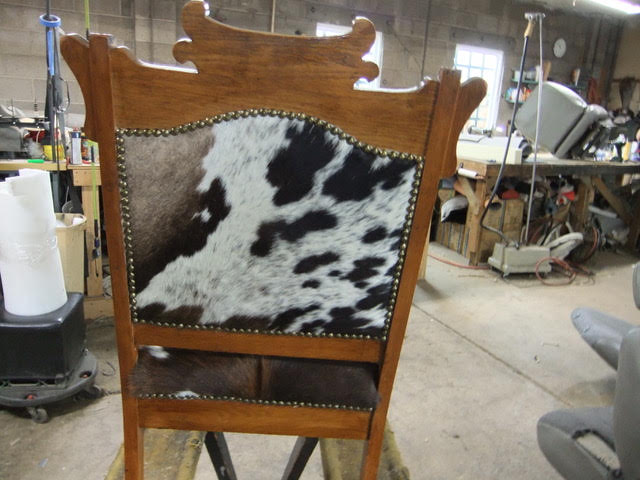 Chair back with fur upholstery detail