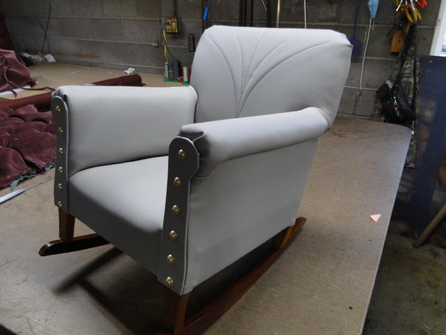White fabric chair reupholstery